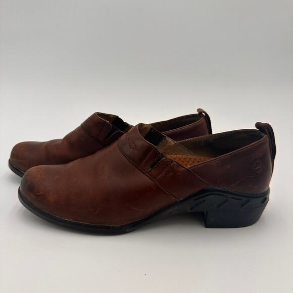 Ariat Brown Leather Western Paddock Clogs Size 8.5 - Picture 5 of 10